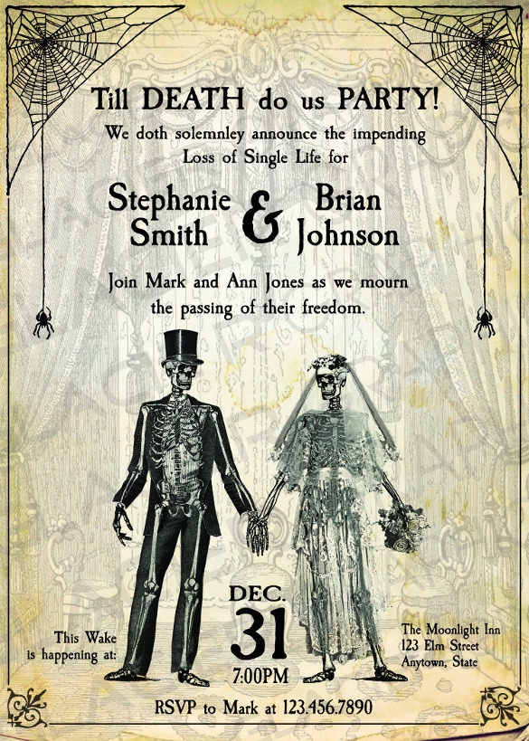 Free Printable Halloween Wedding Invitation Template Printable Templates
