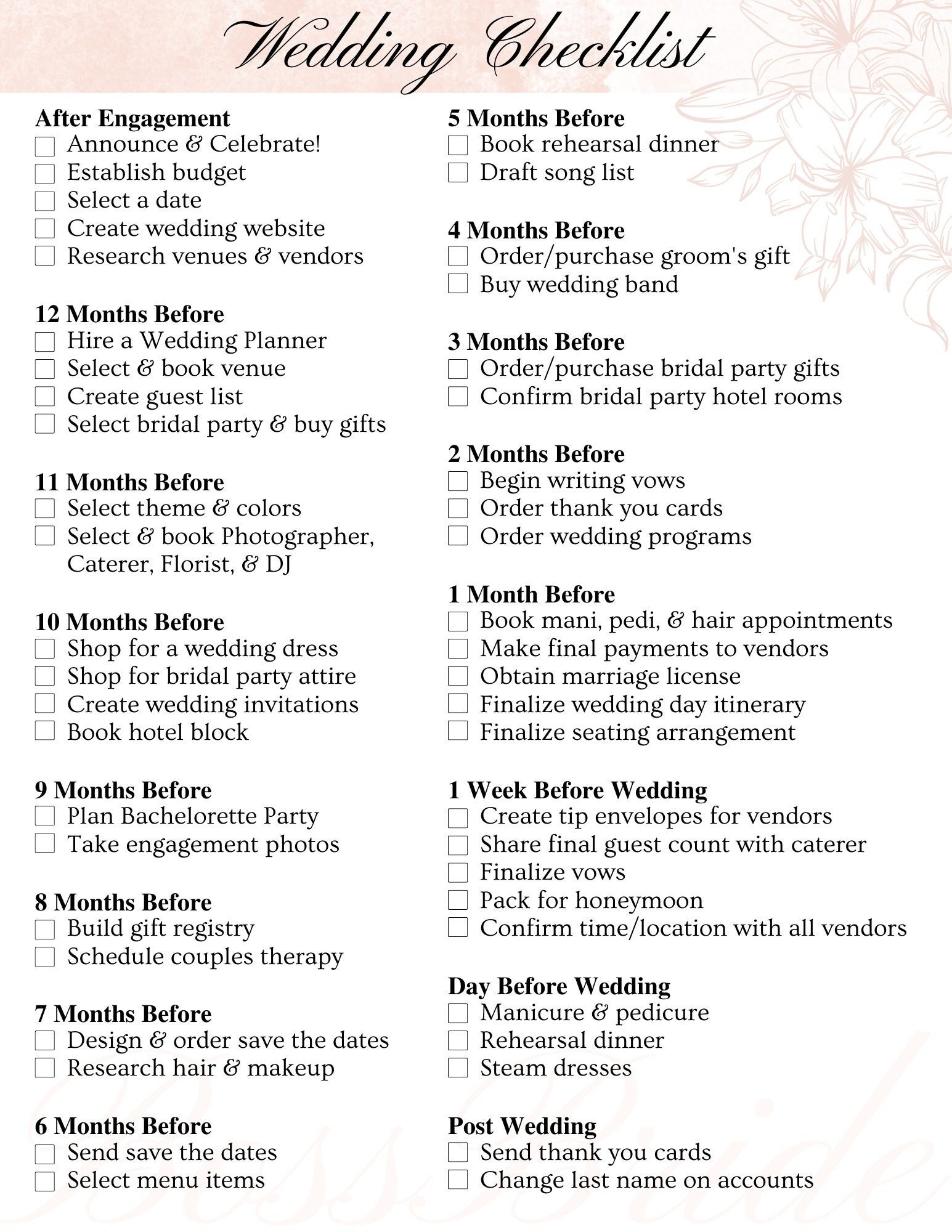 Free Printable Indian Wedding Planning Checklist Download Free 