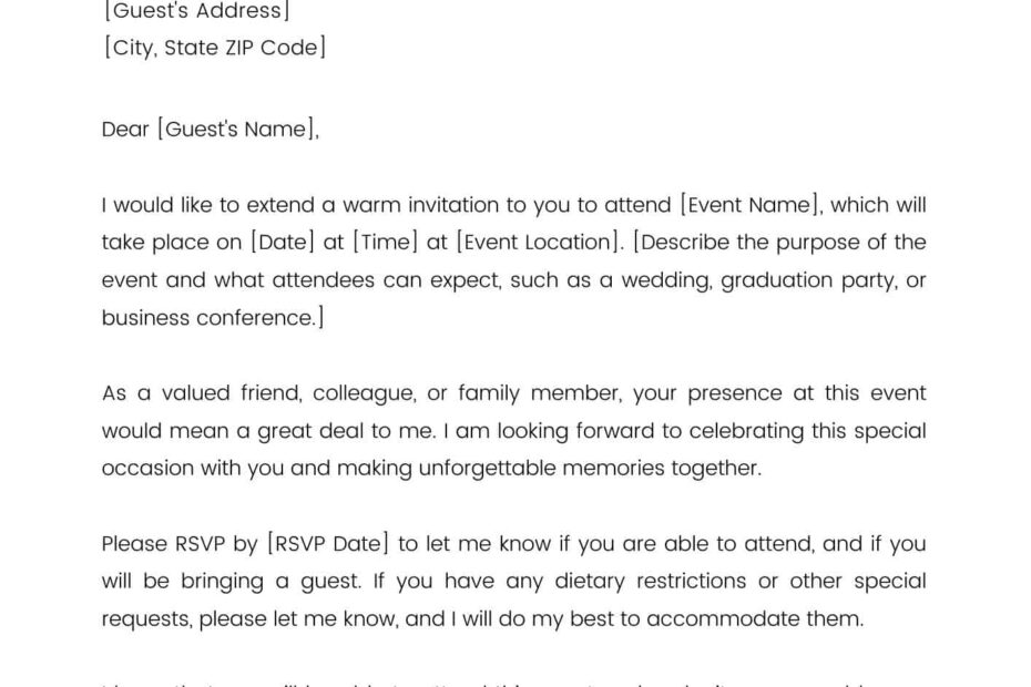 Free Printable Invitation Letter Templates PDF Word
