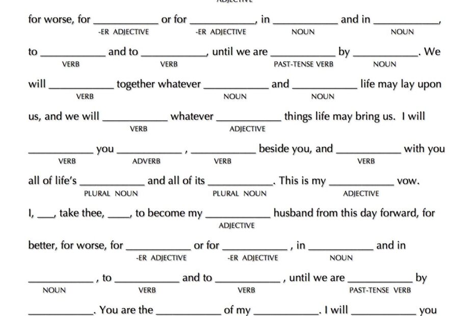 Free Printable Mad Lib Wedding Vows Printable Mad Libs