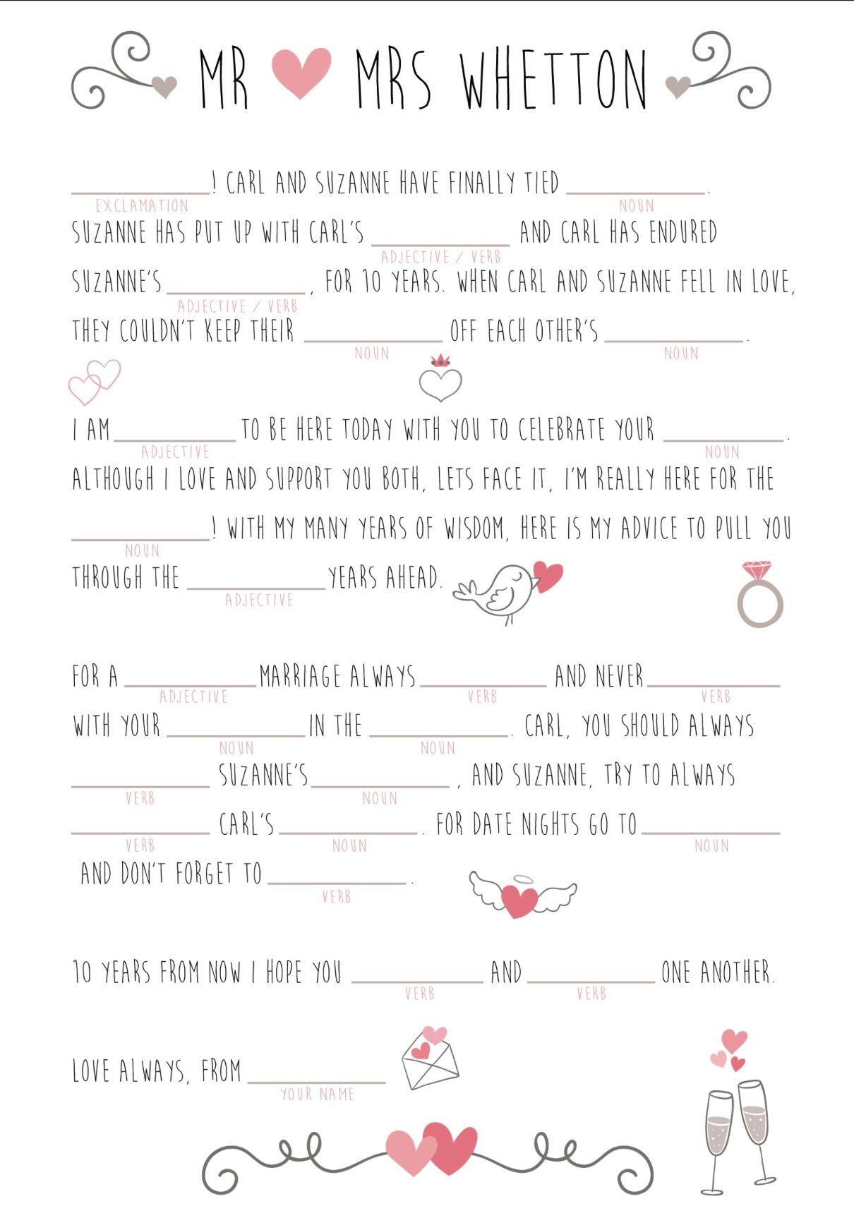 Free Printable Mad Libs For Wedding Reception Printable Mad Libs