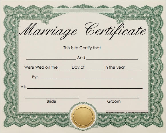 Free Printable Marriage Certificate Template