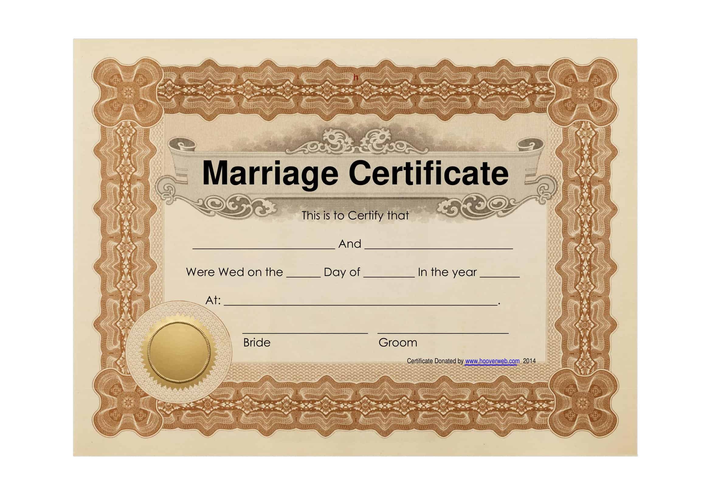 Free Printable Marriage Certificate Templates Word PDF Editable