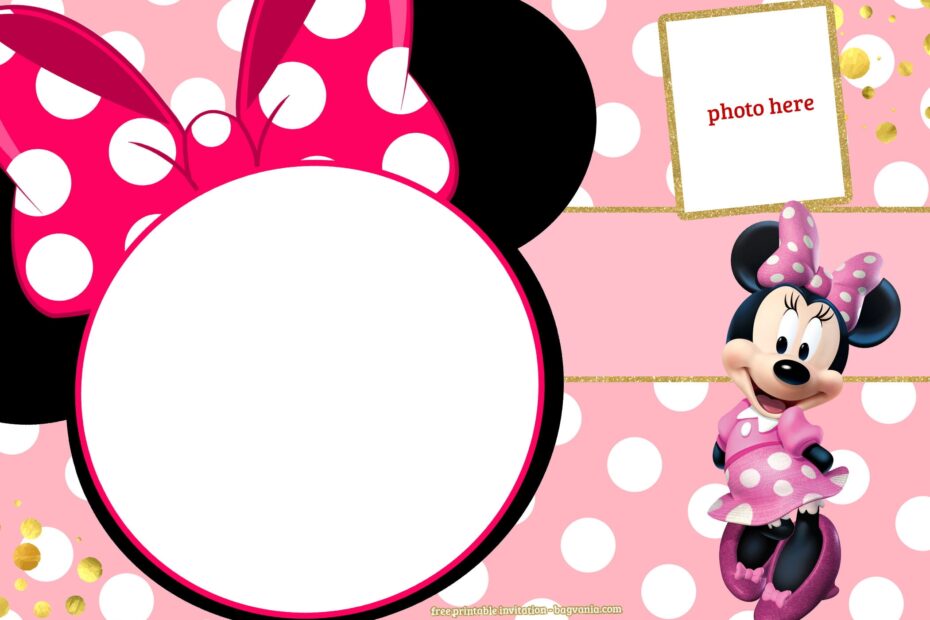 FREE Printable Minnie Mouse Pinky Birthday Invitation Template Worksheets Library