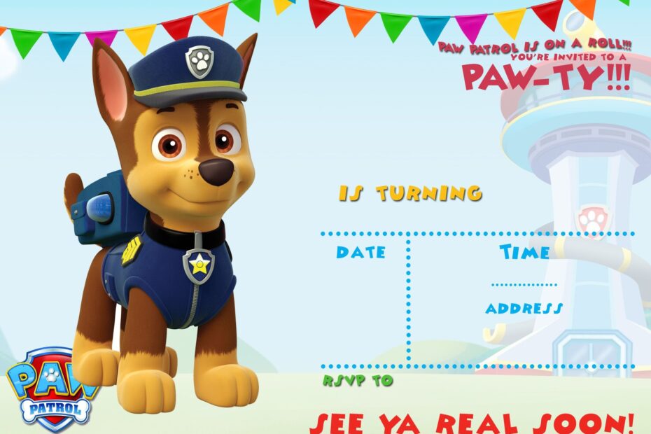 FREE Printable Paw Patrol Invitation Template All Characters