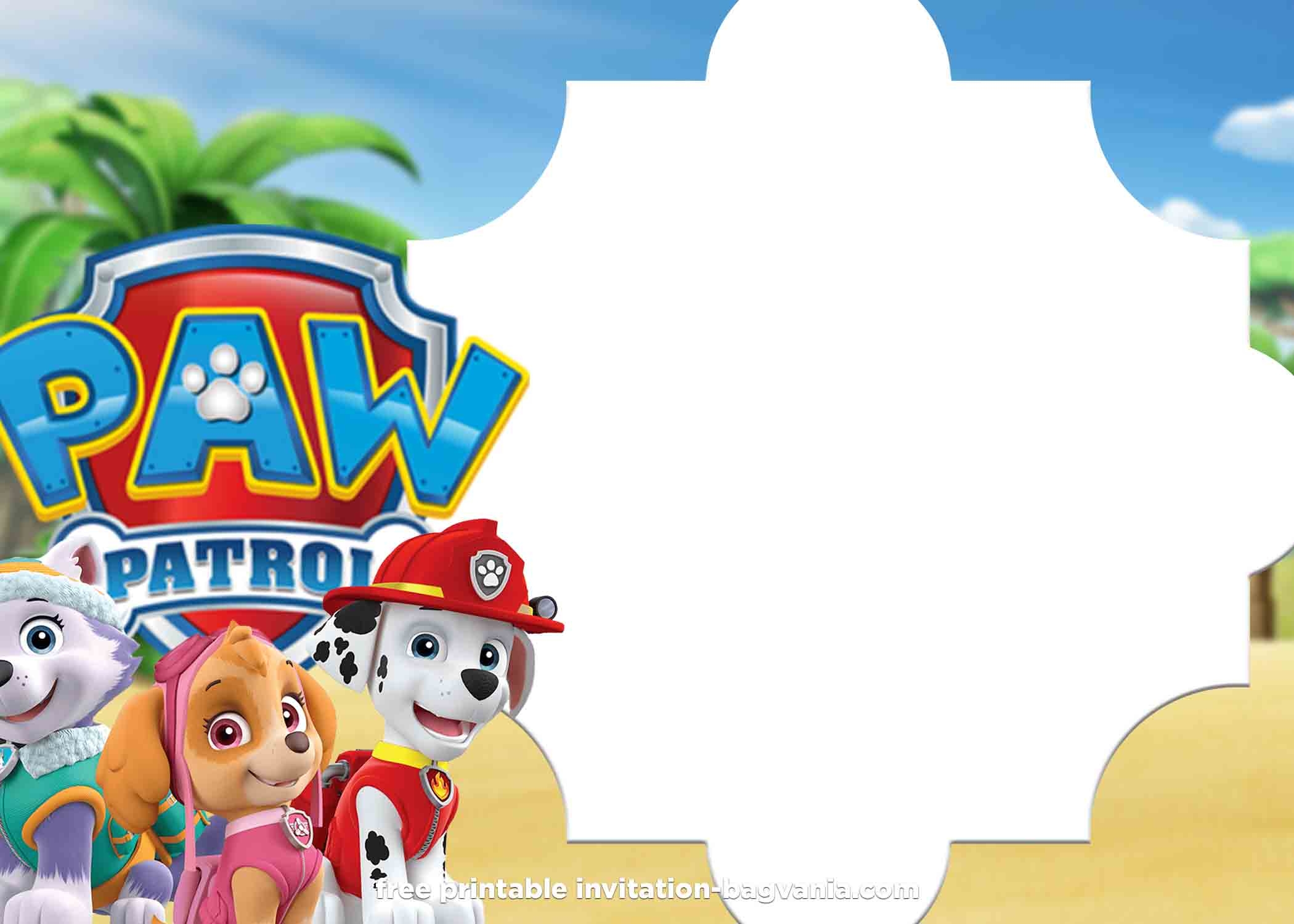 FREE Printable Paw Patrol Invitation Templates Bagvania Worksheets Library