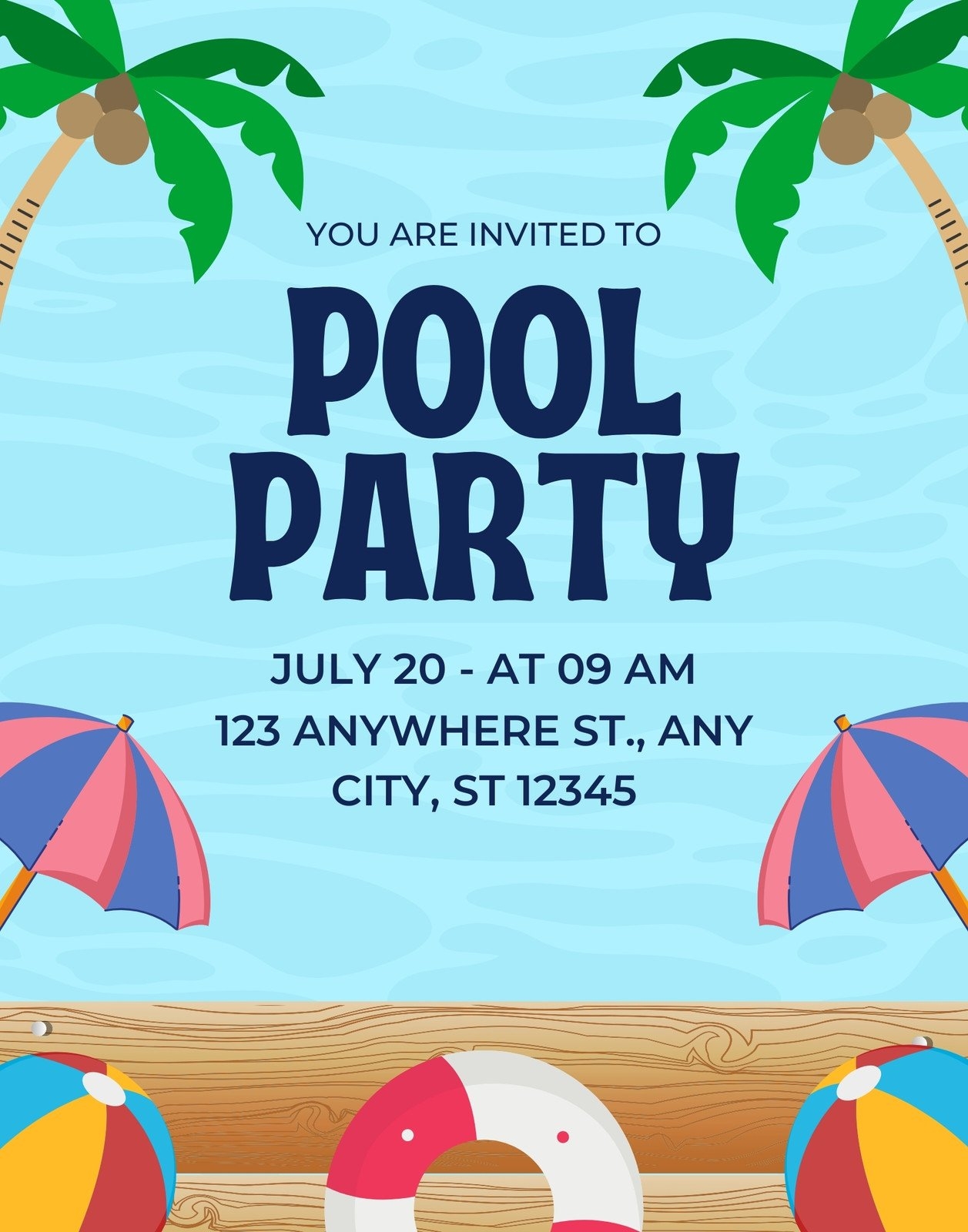 Free Printable Pool Party Poster Templates Canva