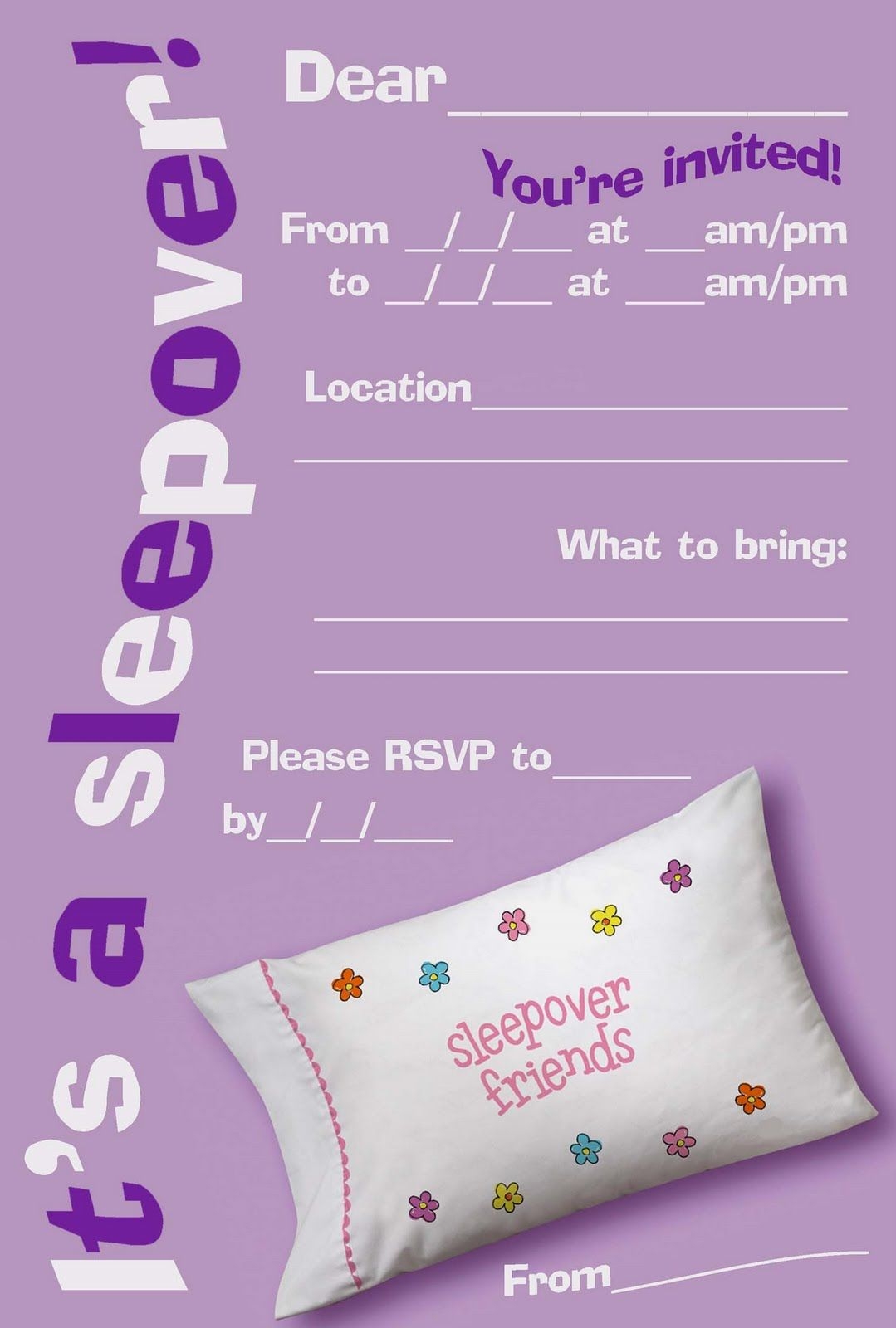 FREE PRINTABLE SLEEPOVER SLUMBER PARTY INVITATIONS Worksheets Library