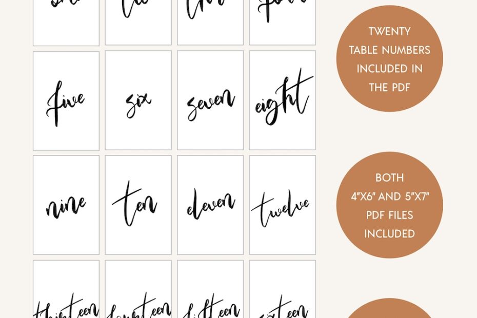 Free Printable Table Numbers For Weddings And Events