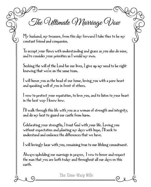 Free Printable The Ultimate Marriage Vow