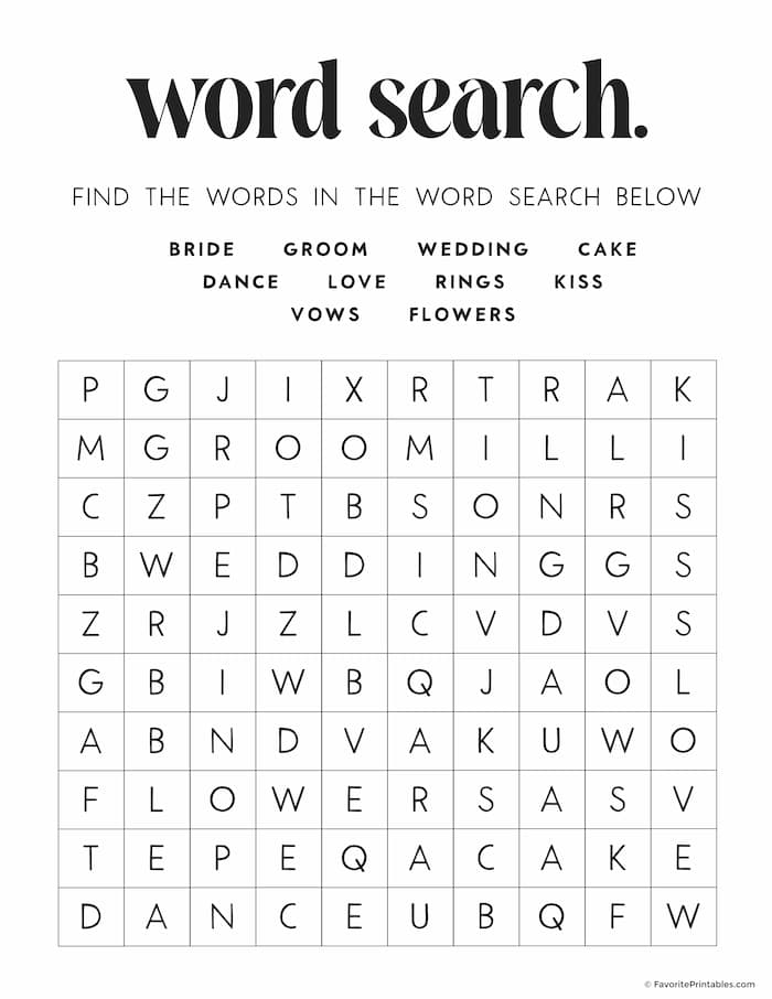 Free Printable Wedding Activity Book For Kids Favorite Printables