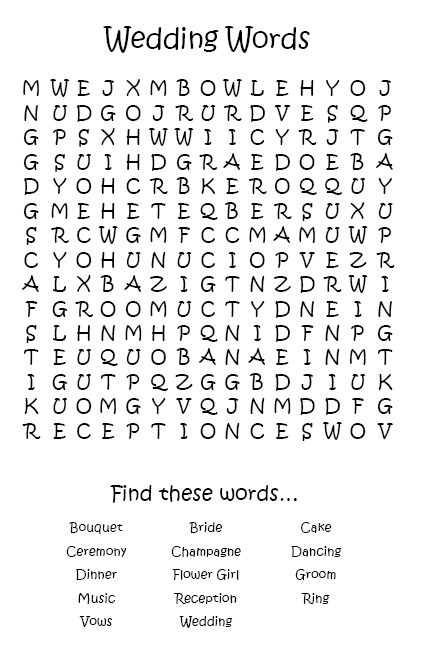 Free Printable Wedding Activity Pages