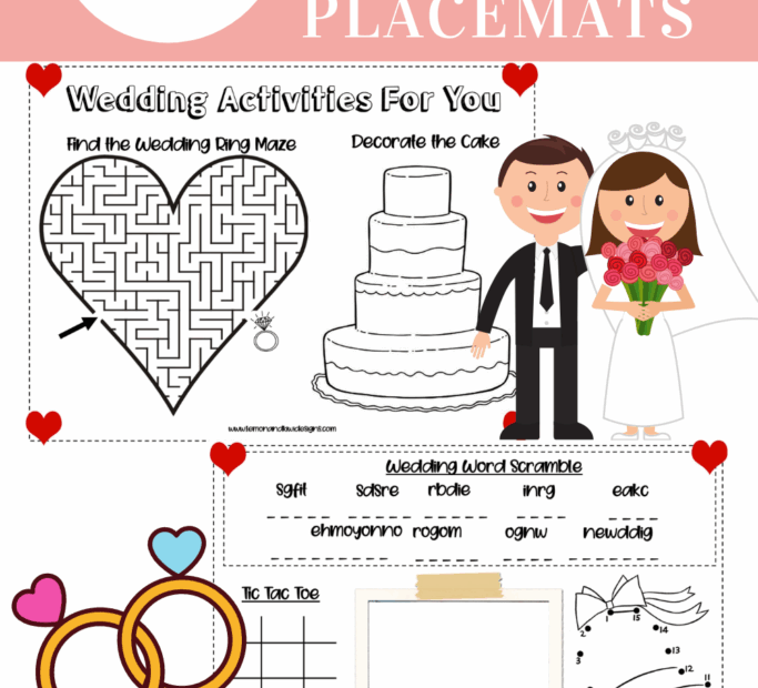 Free Printable Wedding Activity Placemats For Kids Lemon And Kiwi Designs