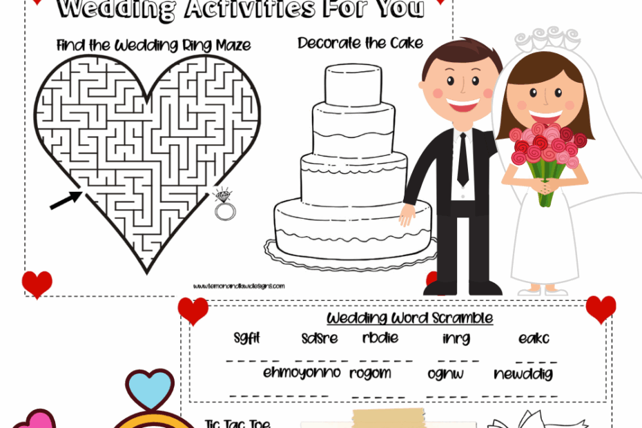 Free Printable Wedding Activity Placemats For Kids Lemon And Kiwi Designs