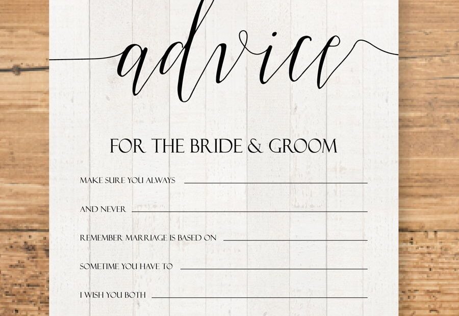 Free Printable Wedding Advice Cards