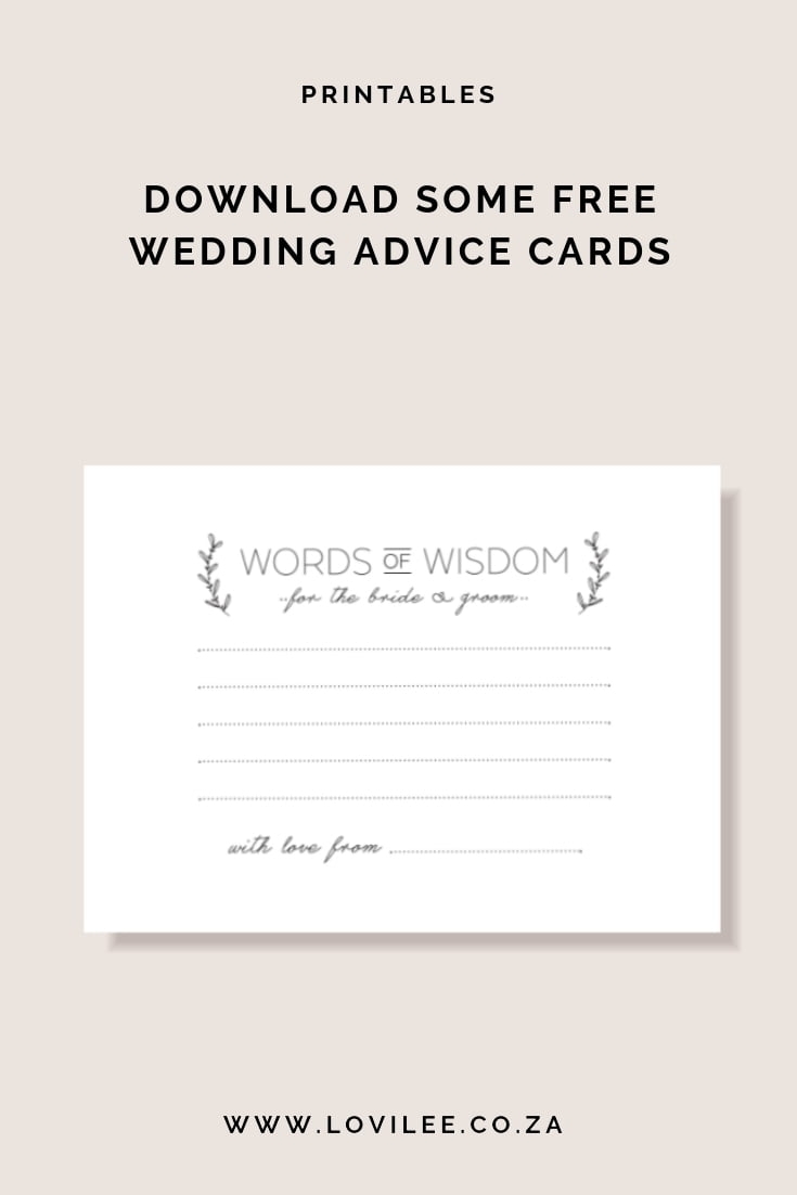 Free Printable Wedding Advice Cards Template Printable Templates 