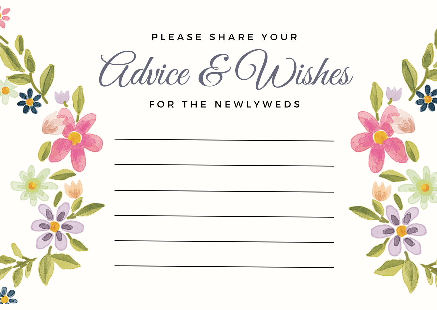 Free Printable Wedding Advice Cards Template Printable Templates 