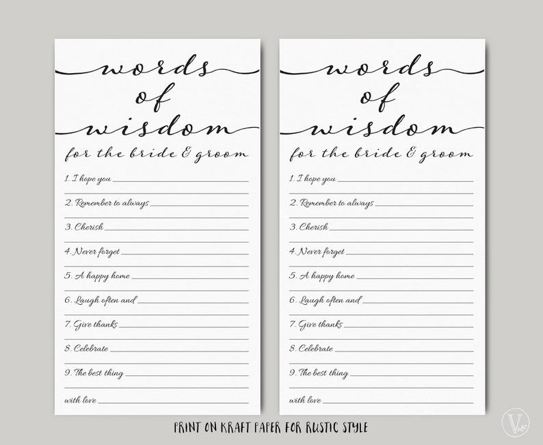 Free Printable Wedding Advice Cards