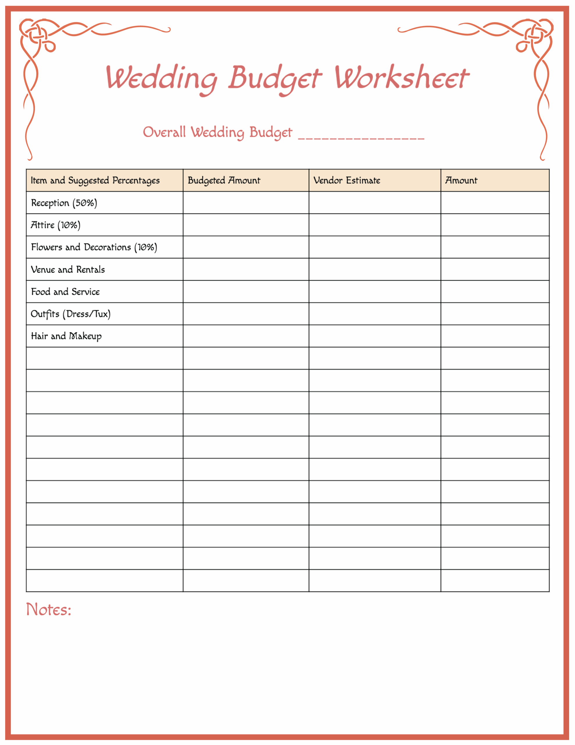 Free Printable Wedding Budget Planner And Worksheet Template 