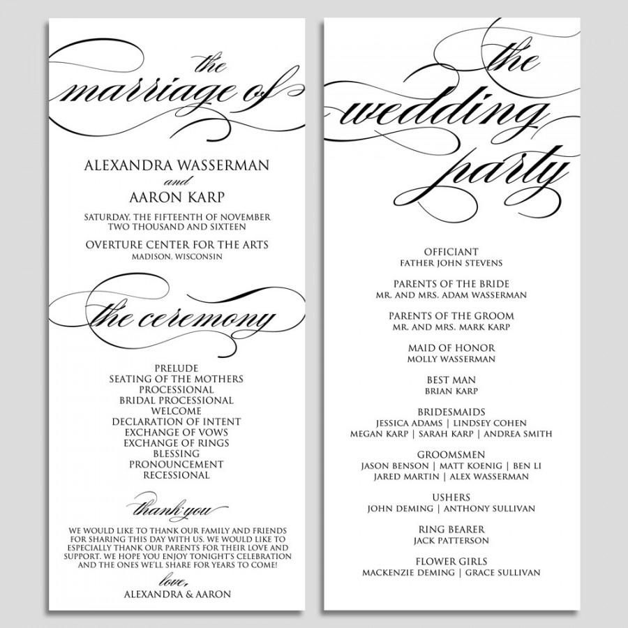 Free Printable Wedding Ceremony Program Templates