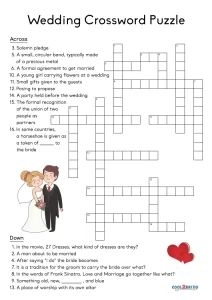 Free Printable Wedding Crossword Puzzles