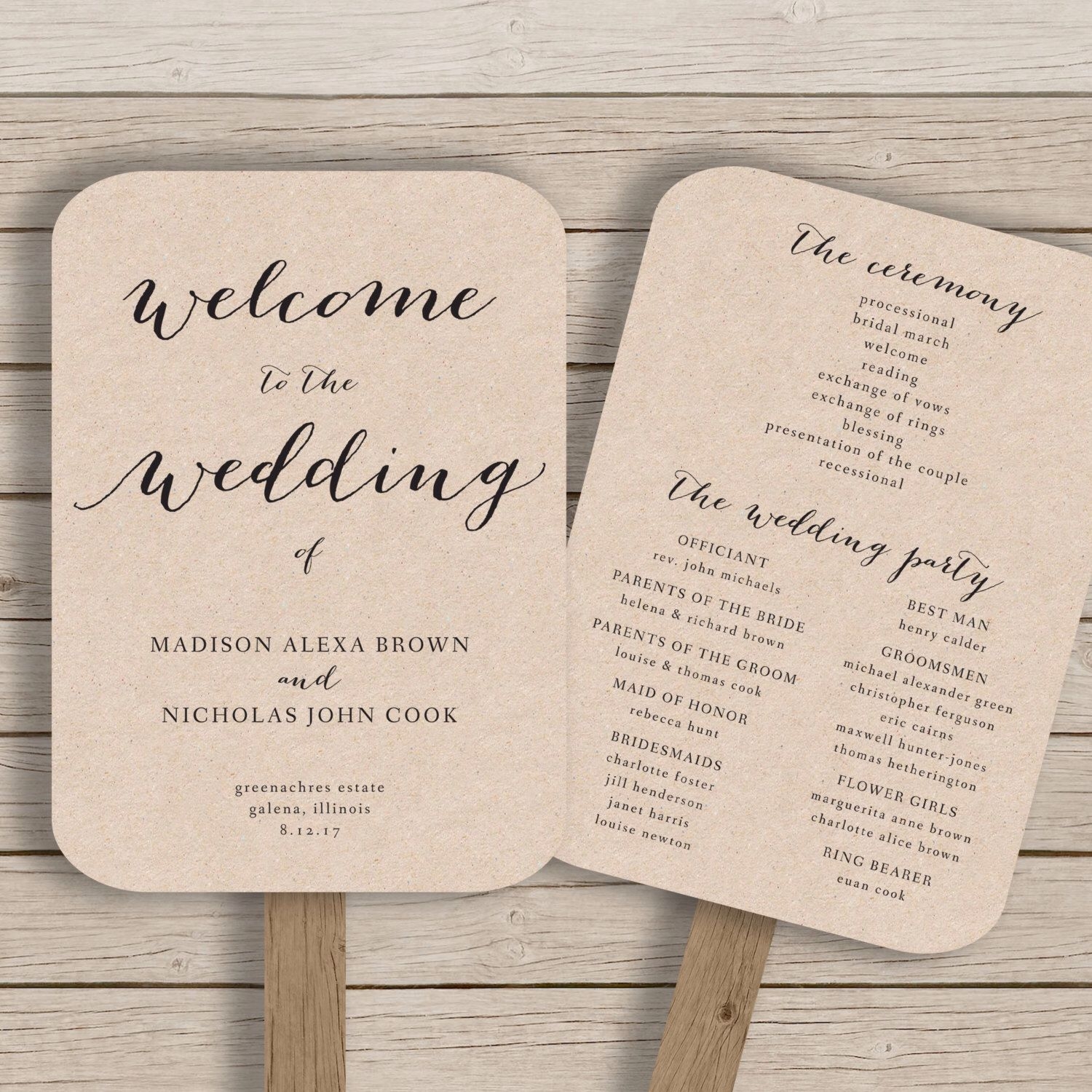 Free Printable Wedding Fan Program Templates Brock Ewing