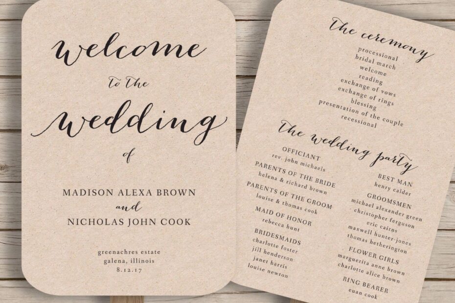 Free Printable Wedding Fan Program Templates Brock Ewing