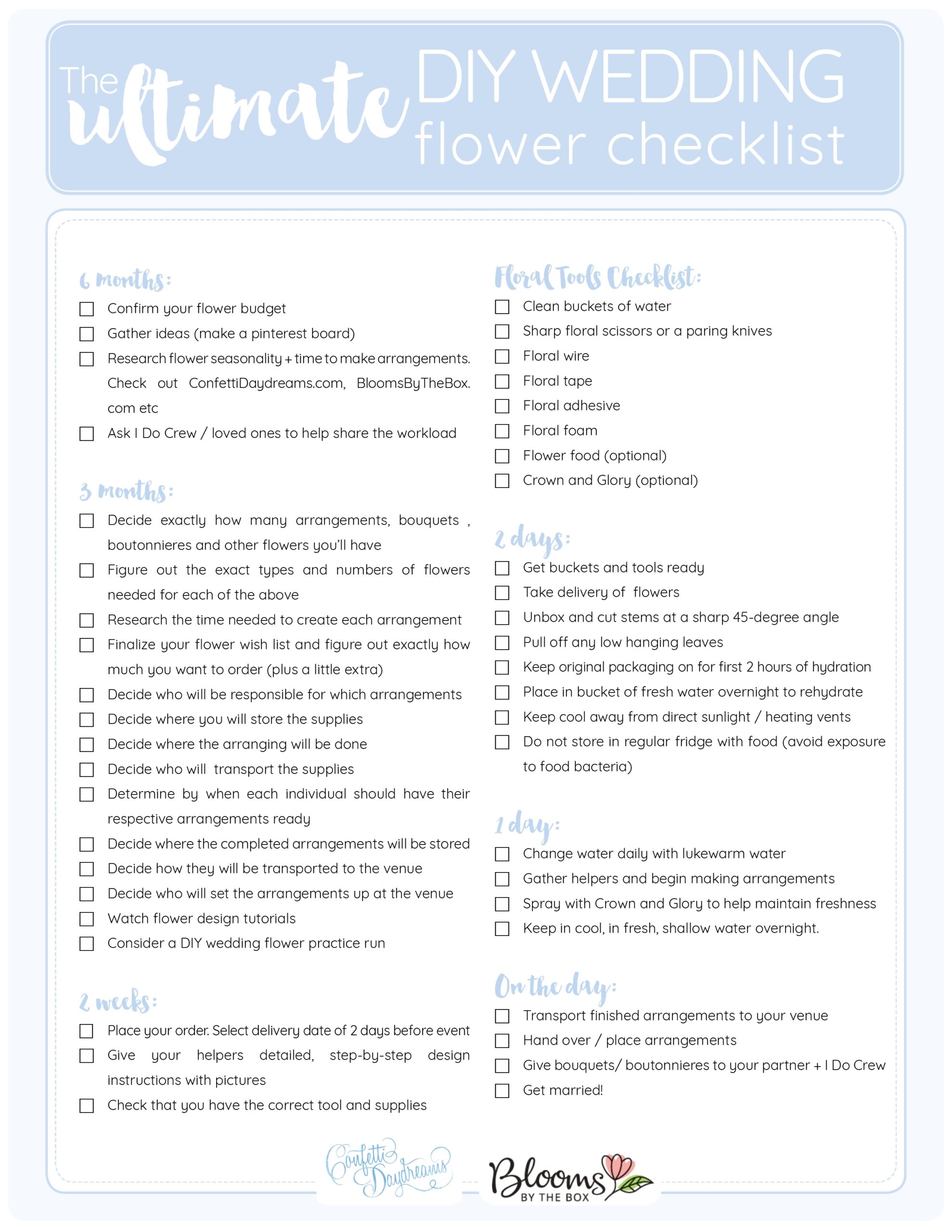 Free Printable Wedding Flower Checklist