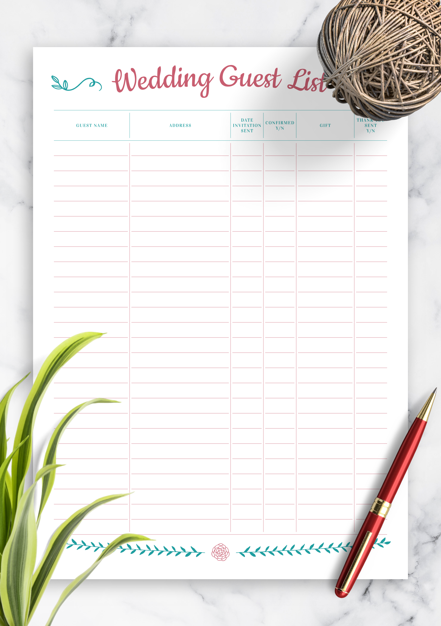 Free Printable Wedding Guest List Organizer Printable Templates