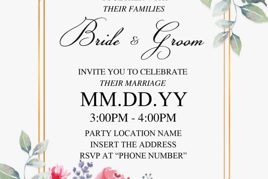 Free Printable Wedding Invitation Template For Microsoft Word Free