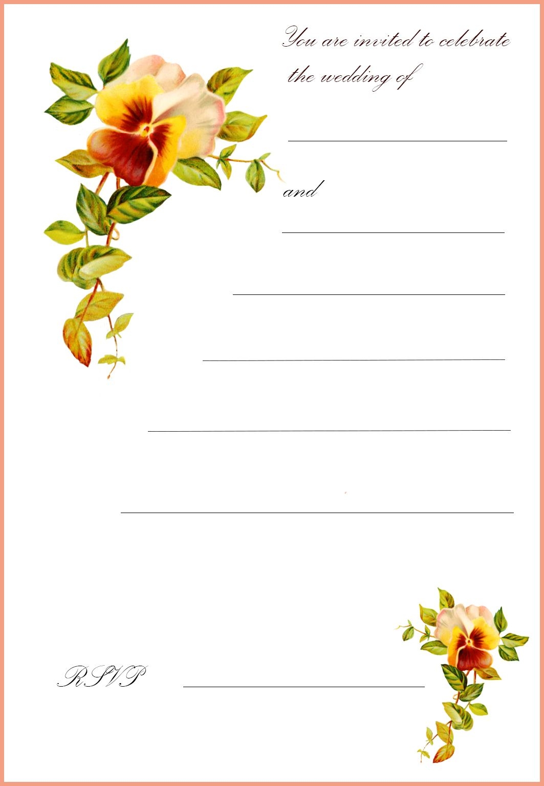 Free Printable Wedding Invitations Worksheets Library