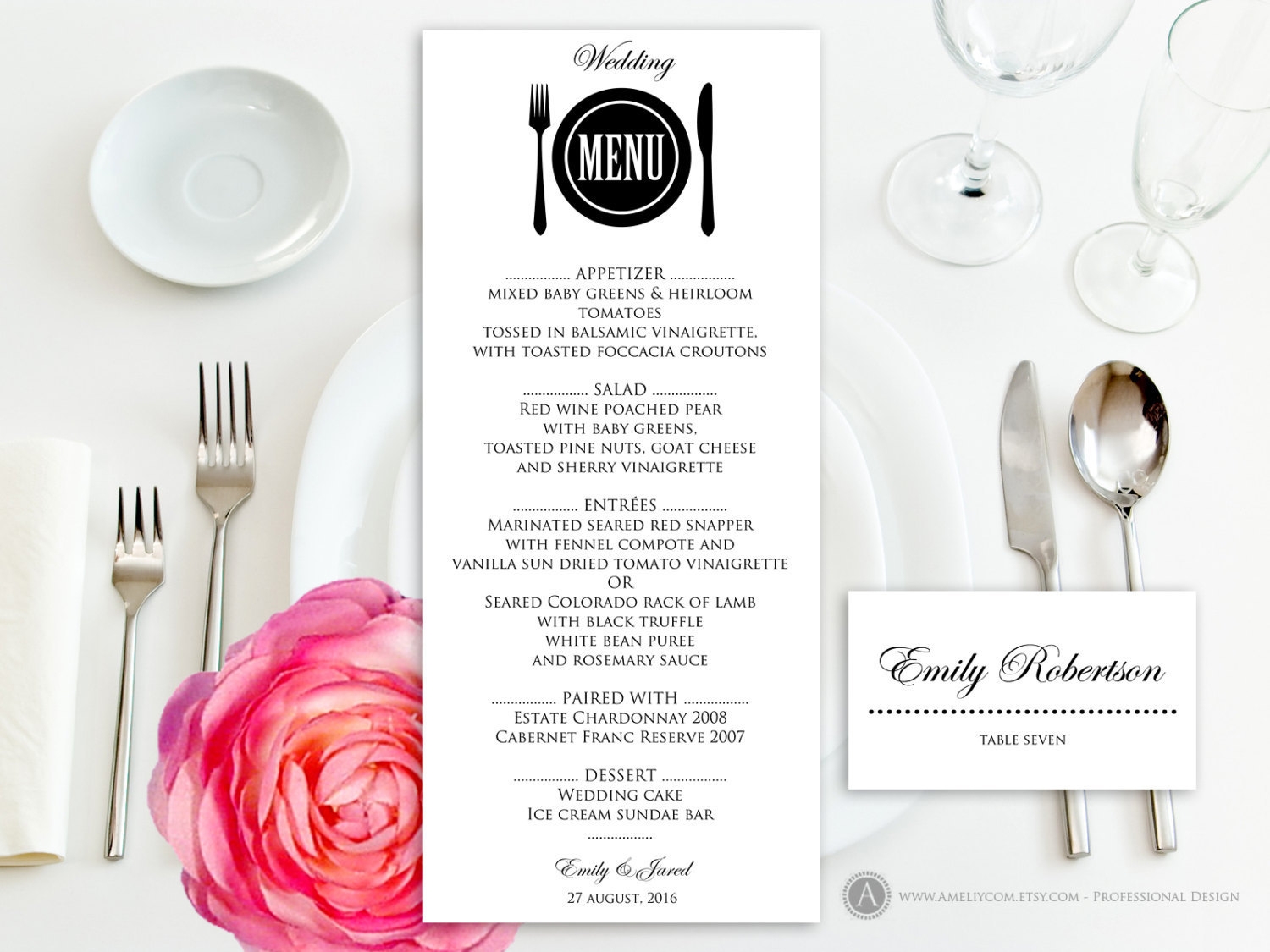 Free Printable Wedding Menu Card Templates