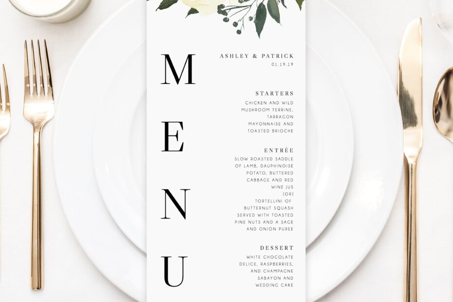Free Printable Wedding Menu Template Ethan Jephcott