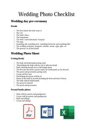 FREE Printable Wedding Photo List Word PDF And Excel