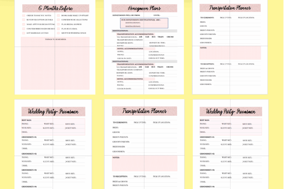 Free Printable Wedding Planner Worksheets