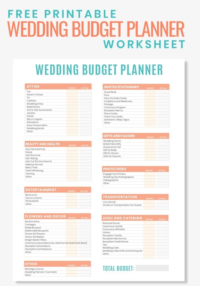 Free Printable Wedding Planner Worksheets Free Printable Wedding