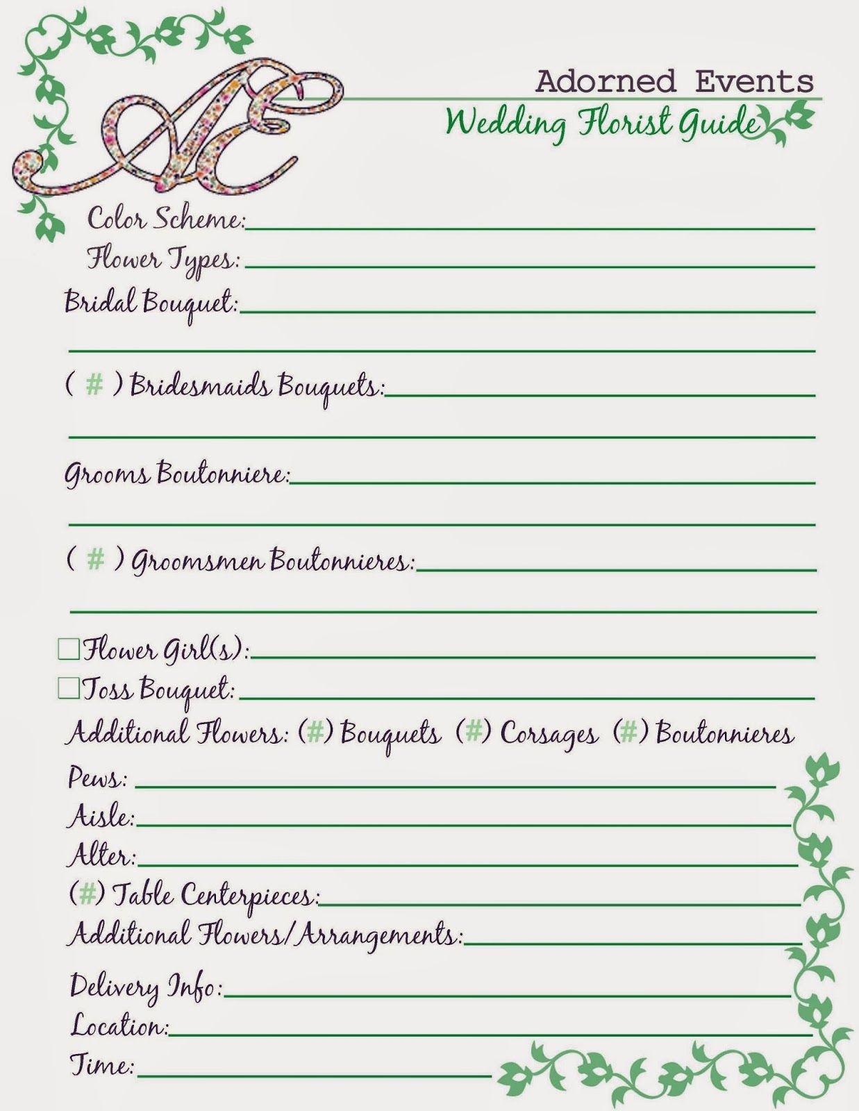 Free Printable Wedding Planner Worksheets