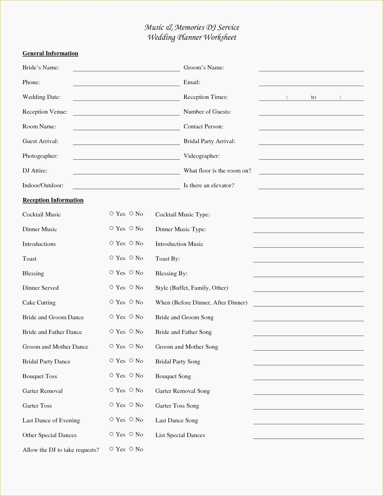 Free Printable Wedding Planning Sheets