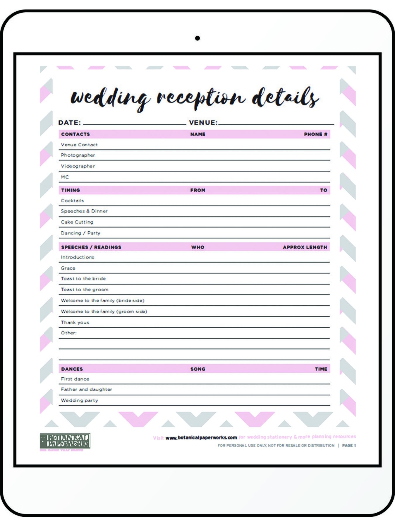 Free Printable Wedding Planning Templates Printable Forms Free Online