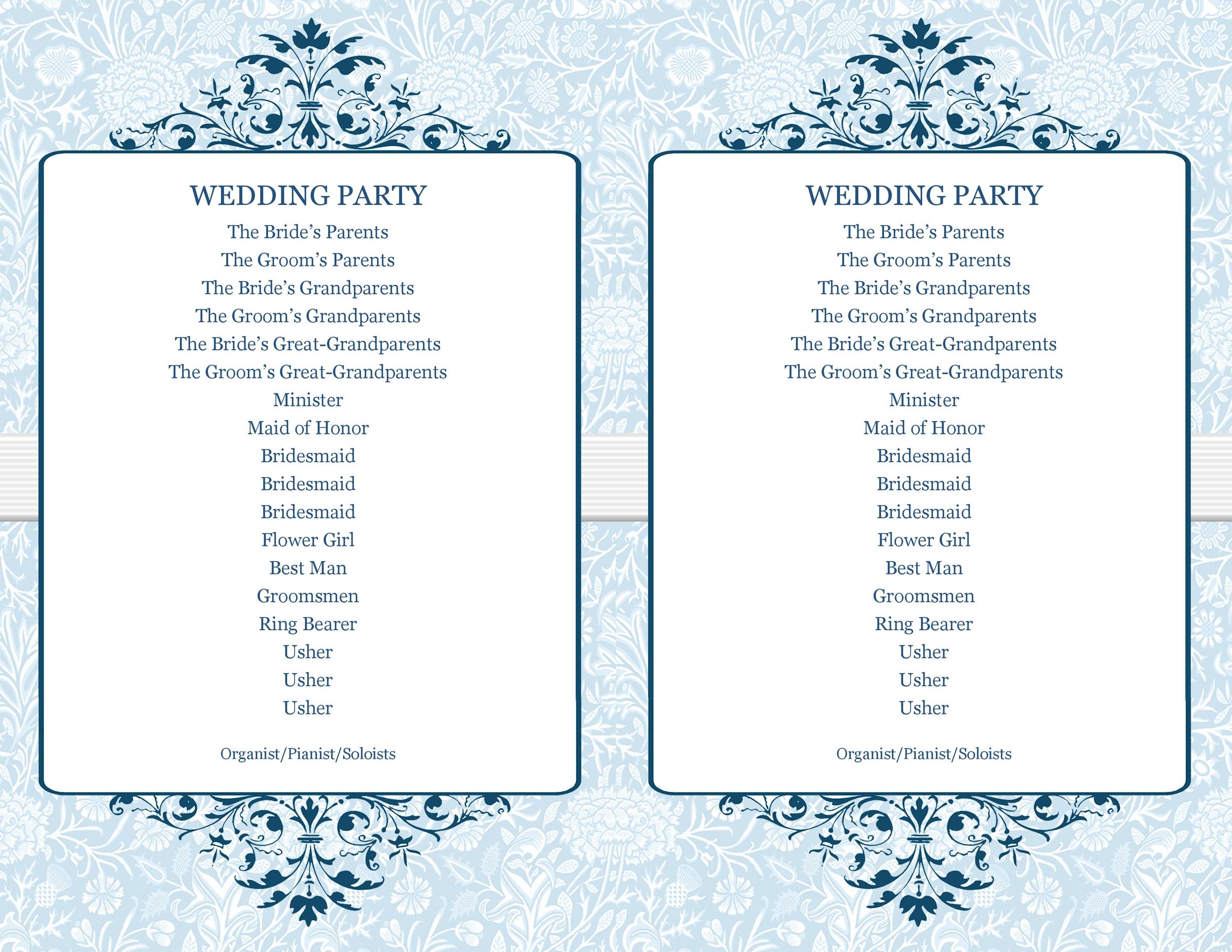 Free Printable Wedding Program Template Word Printable Templates Free