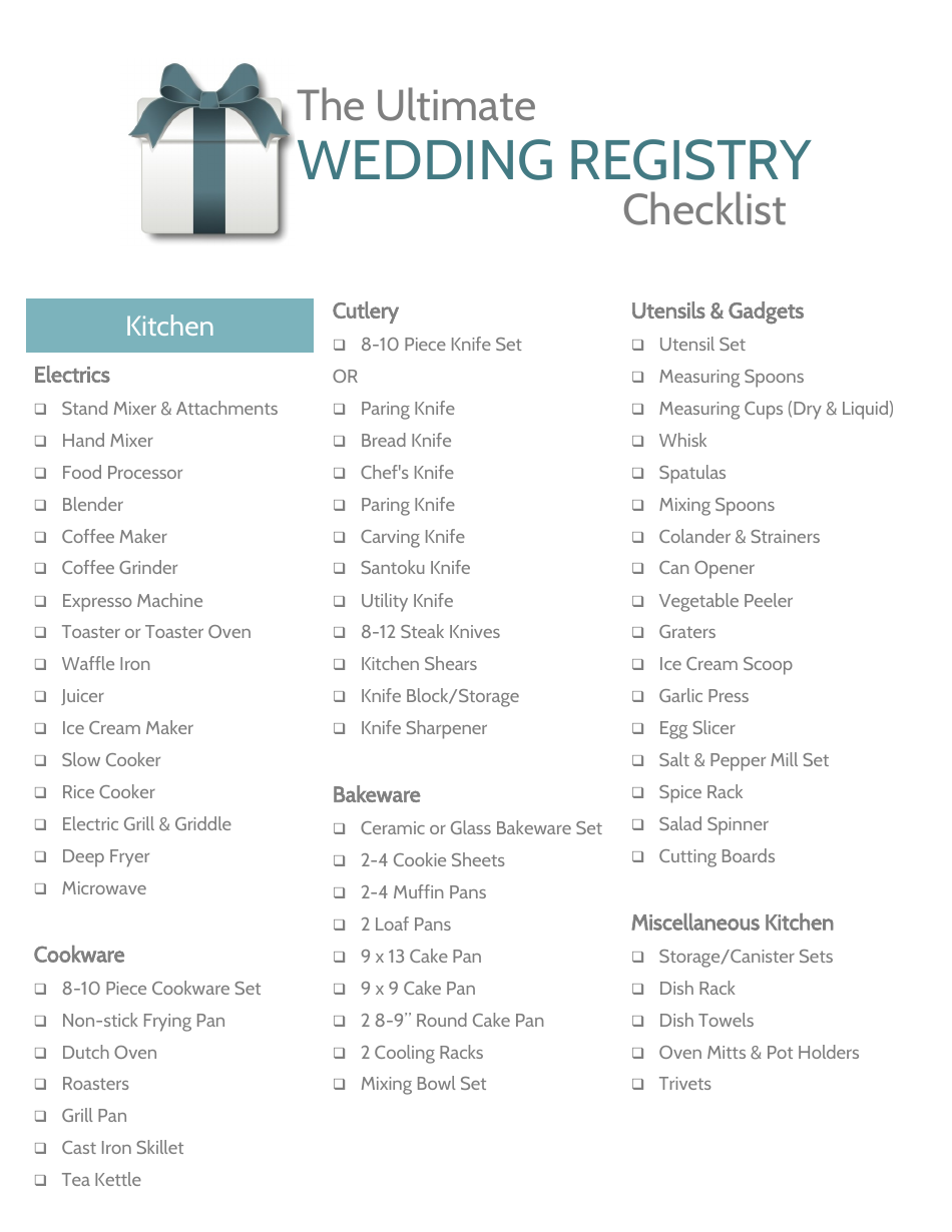 Free Printable Wedding Registry Checklist Printable Templates