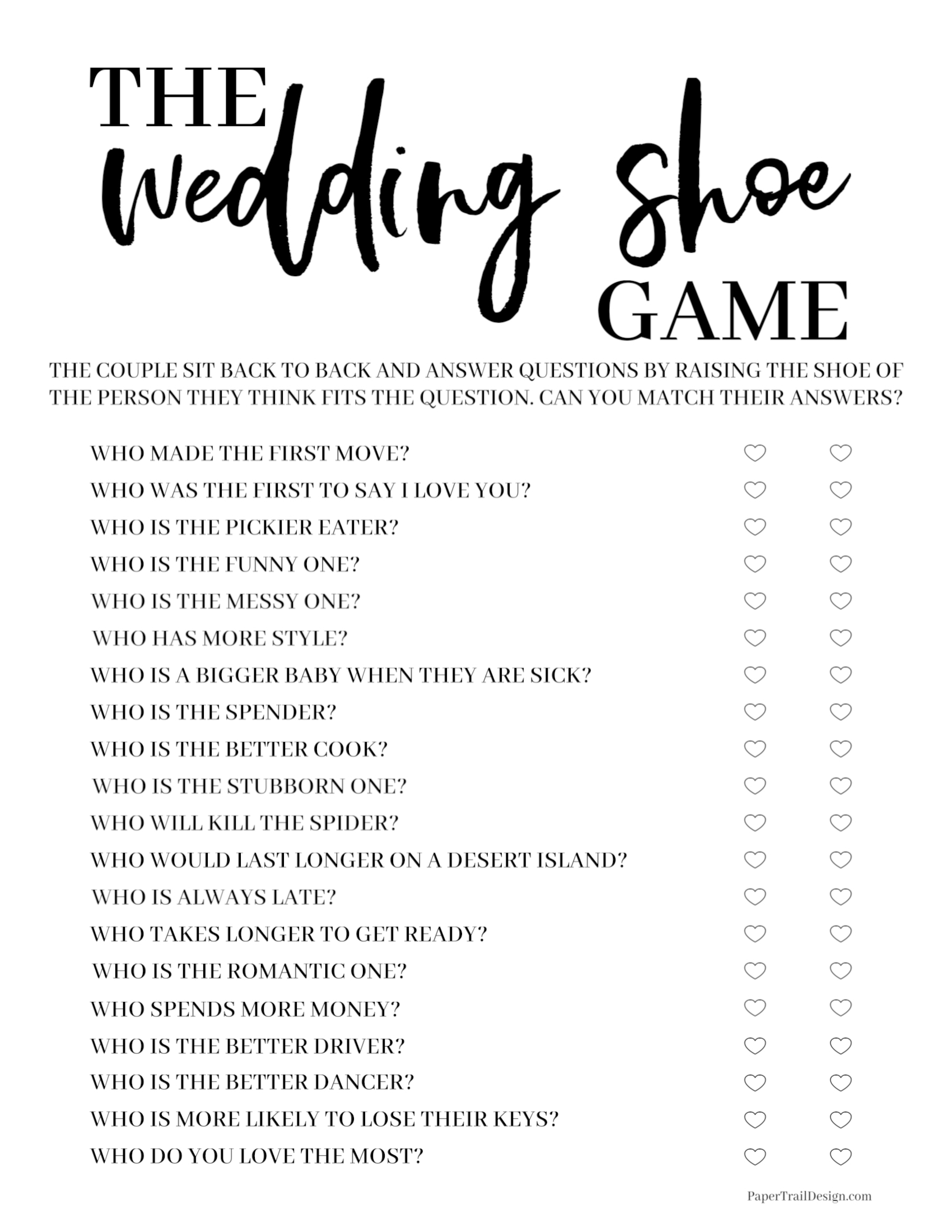 Free Printable Wedding Shoe Game Printable Word Searches