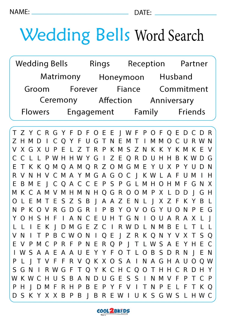 Free Printable Wedding Word Search Word Search Maker