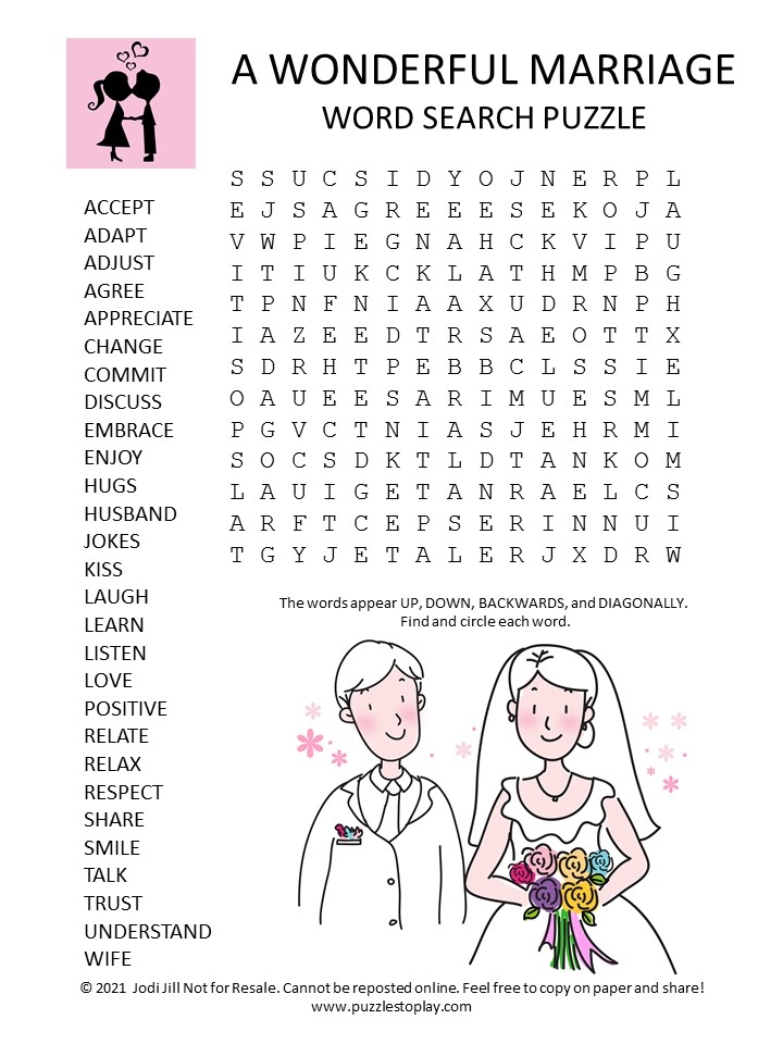 Free Printable Wedding Word Search Word Search Maker