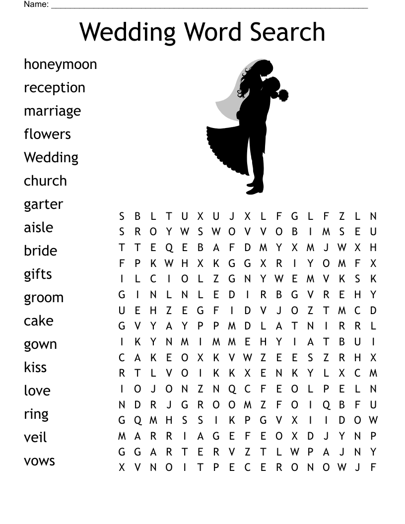Free Printable Wedding Word Search Word Search Maker