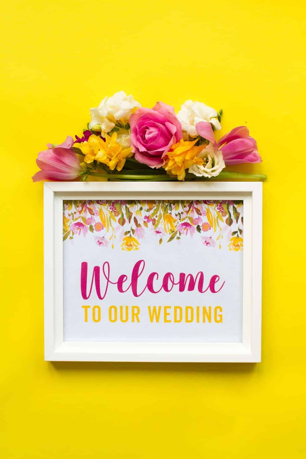 FREE PRINTABLE WELCOME TO OUR WEDDING SIGN SPRING FLORAL FLOWER 