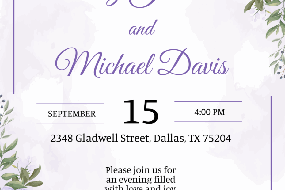 Free Purple Floral Invitation Template To Edit Online