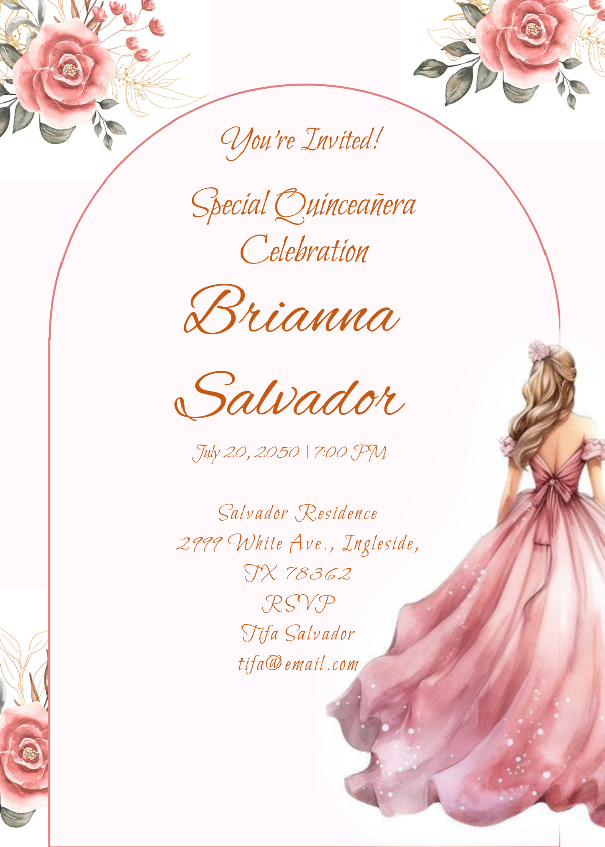 Free Quincea era Invitation Templates Editable And Printable