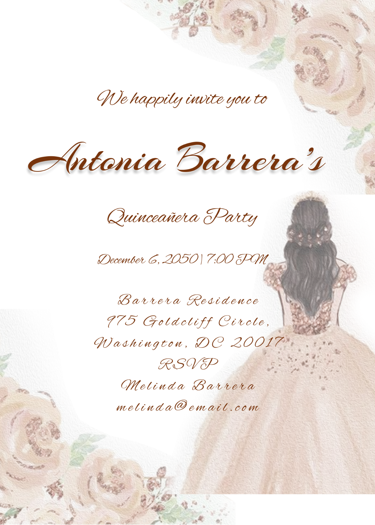 Free Quincea era Invitation Templates Editable And Printable
