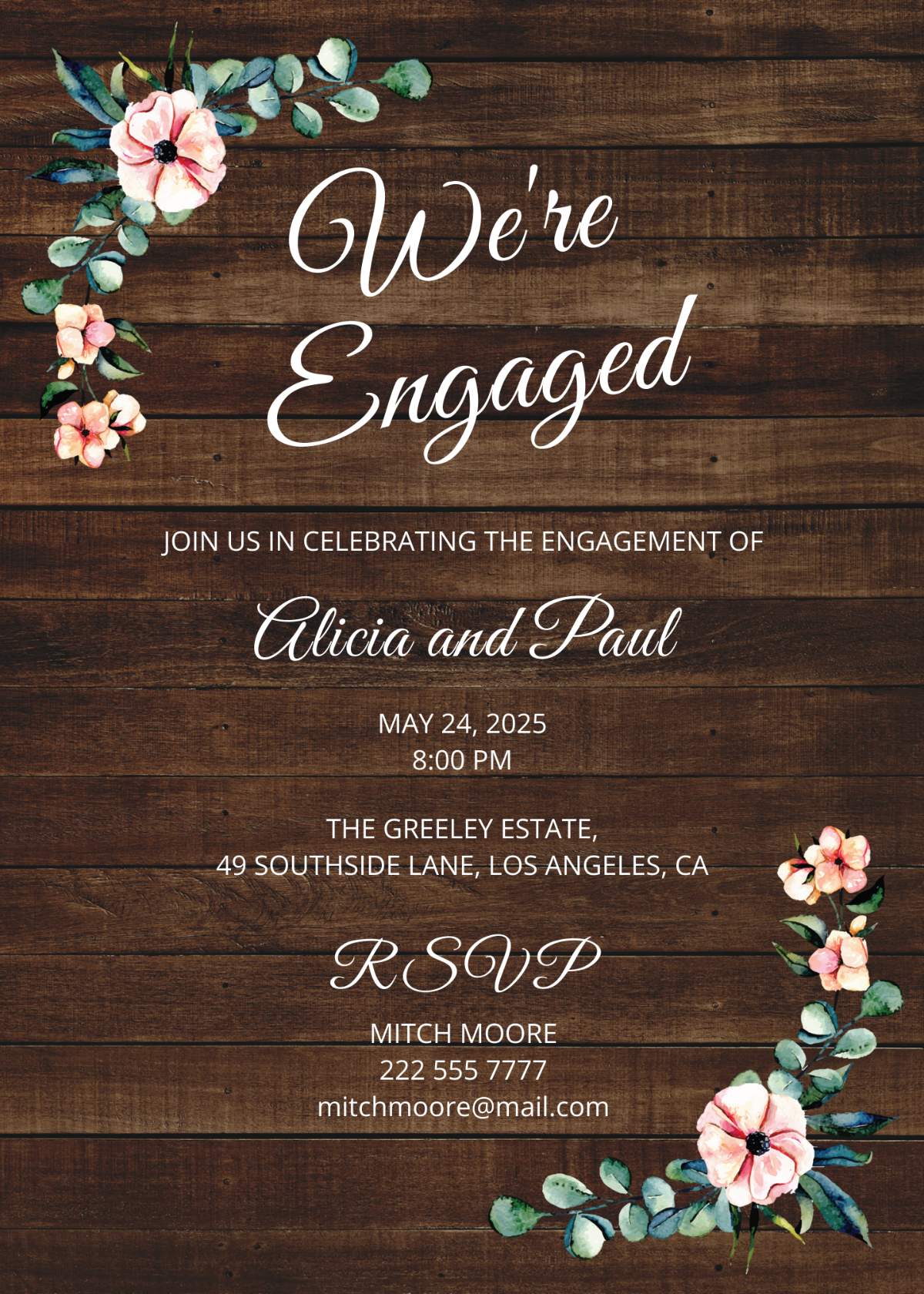 Free Rustic Engagement Invitation Template To Edit Online